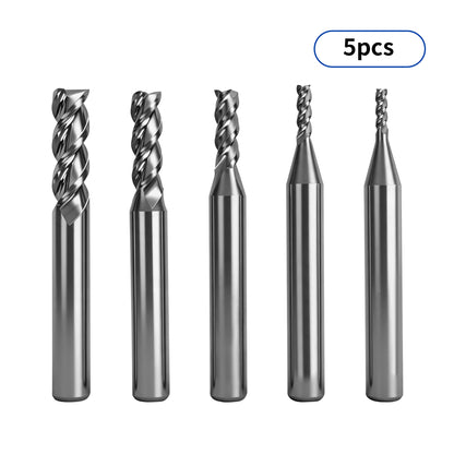 Twotrees HRC55 Härte | Wolframkarbid | 3-schneidiger Schaftfräser (5 Stück)