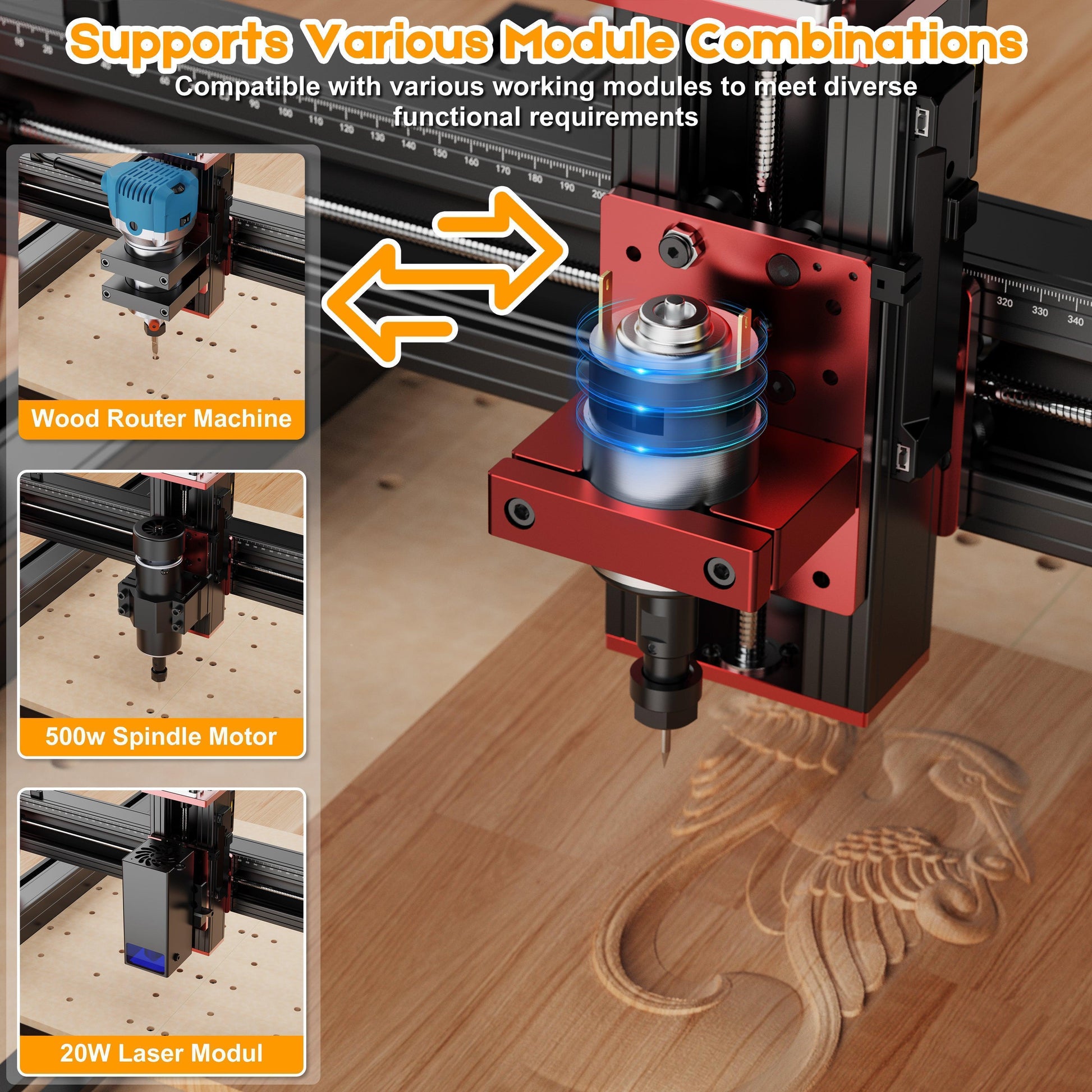 Twotrees TTC450 PRO CNC Router Machine + 500W Motor + Vacuum Cleaner - TwoTrees Official Shop