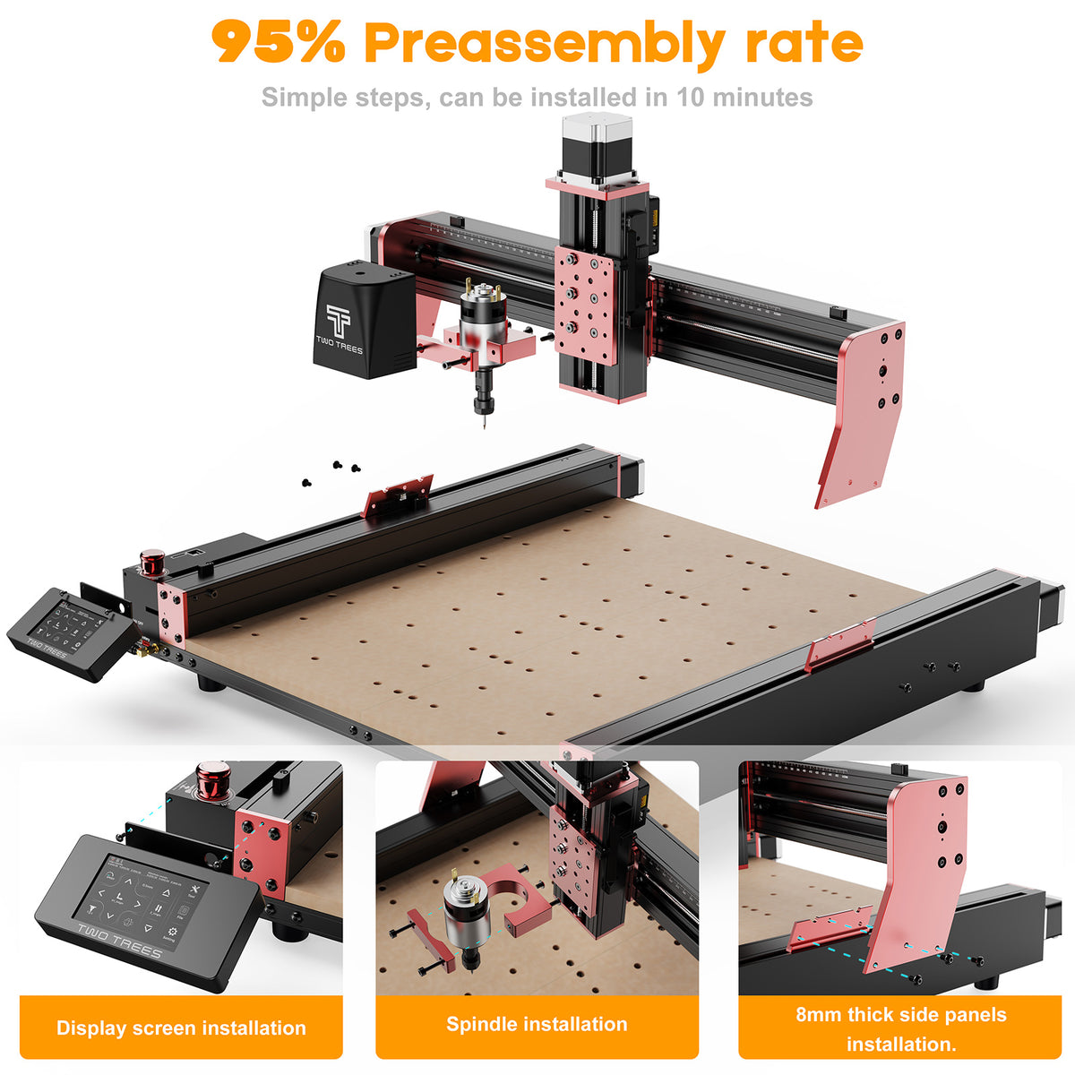 Twotrees TTC450 - Módulo Rotatorio 4º Eje Para Router CNC, área De Grabado 460x460x80mm, Ideal Para Madera, Aluminio, Acrílico Y Más