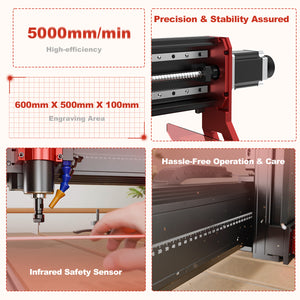 Twotrees TTC6050 CNC Router Machine + 800W Spindle + 4th Axis